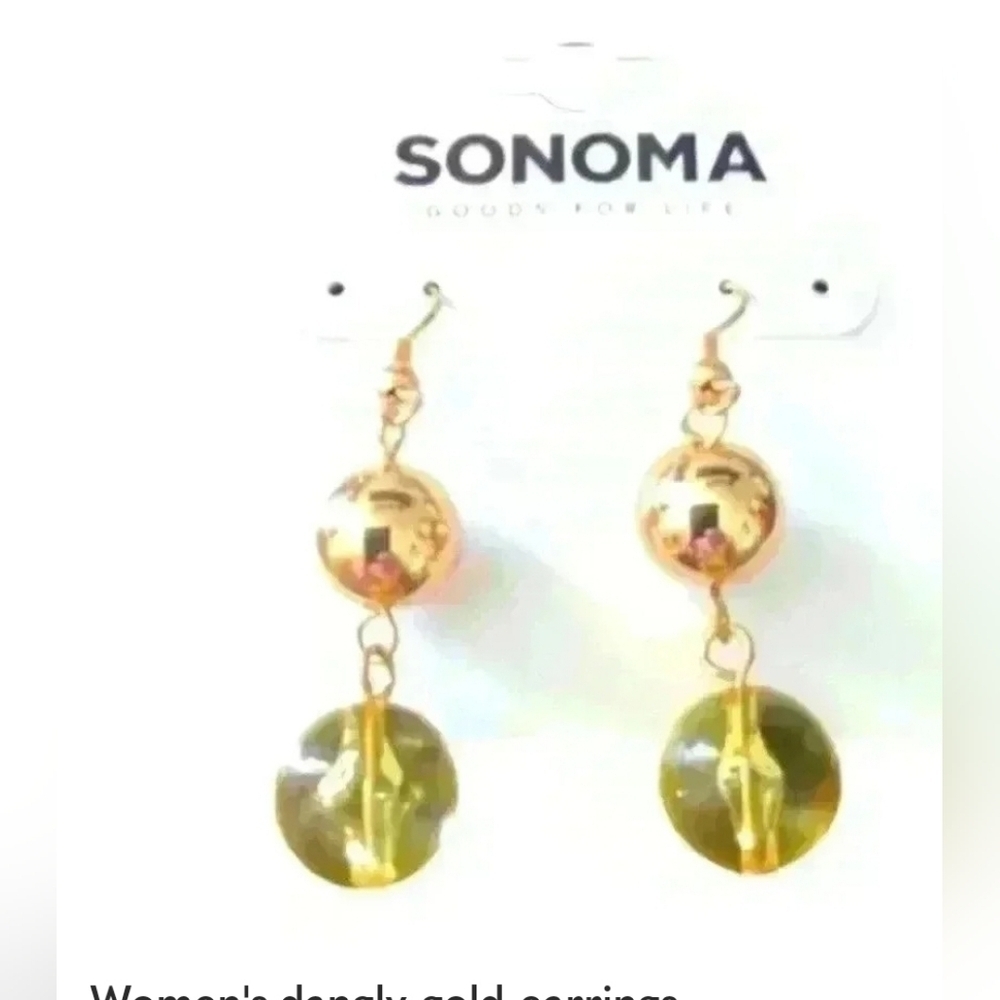 Women's dangly gold earrings - Picture 2 of 2